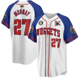 NBA Denver Nuggets #27 Jamal Murray White With Finals patch & No.6 Patch Baseball Jersey