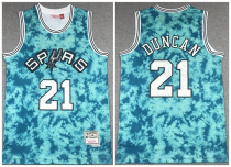 NBA San Antonio Spurs #21 Tim Duncan Blue Mitchell & Ness Throwback Stitched Jersey