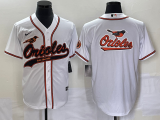 MLB Baltimore Orioles Orange Team Big Logo White Baseball Stitched Jersey