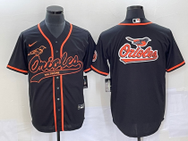 MLB Baltimore Orioles Black Team Big Logo Black Baseball Stitched Jersey