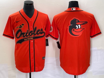 MLB Baltimore Orioles Orange Team Big Logo Orange Baseball Stitched Jersey