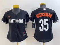 Women Baltimore Orioles #35 Adley Rutschman Black 2023 City Connect Cool Base Stitched Jersey