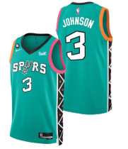 Copy NBA San Antonio Spurs #3 Keldon Johnson Teal 2022 City Edition With NO.6 Patch Stitched Jersey