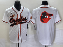 MLB Baltimore Orioles Orange Team Big Logo White Baseball Stitched Jersey