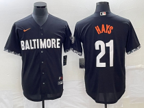 MLB Baltimore Orioles #21 Austin Hays Black 2023 City Connect Cool Base Stitched Jersey