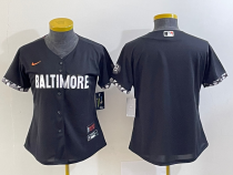 Women MLB Baltimore Orioles Black 2023 City Connect Cool Base Stitched Jersey