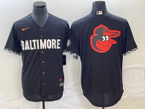 MLB Baltimore Orioles Big Team Logo In Back Black 2023 City Connect Cool Base Stitched Jersey