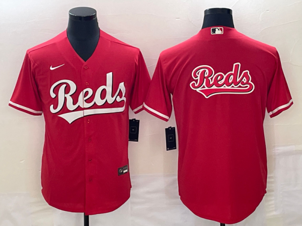 MLB Cincinnati Reds Red Team Big Logo Cool Base Stitched Baseball Jersey