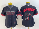 Women MLB Cincinnati Reds #37 Tyler Stephenson Black 2023 City Connect Stitched Jersey