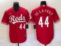 MLB Cincinnati Reds #44 Elly De La Cruz White Cool Base Stitched Baseball Jersey