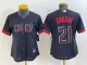 Women MLB Cincinnati Reds #21 Hunter Greene Black 2023 City Connect Stitched Jersey