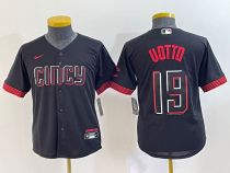 Youth MLB Cincinnati Reds #19 Joey Votto 2023 City Connect Cool Base Stitched Baseball Jersey