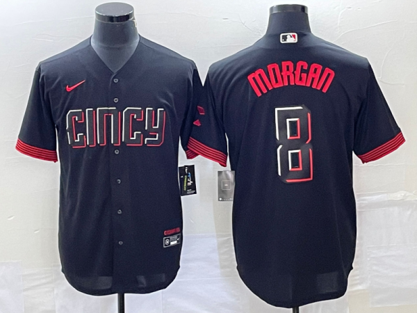 MLB Cincinnati Reds #8 Joe Morgan Black 2023 City Connect Stitched Jersey