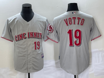 MLB Cincinnati Reds #19 Joey Votto Grey Cool Base Stitched Baseball Jersey