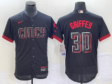 MLB Cincinnati Reds #30 Ken Griffey Jr. Black 2023 City Connect Flex Base Stitched Jersey