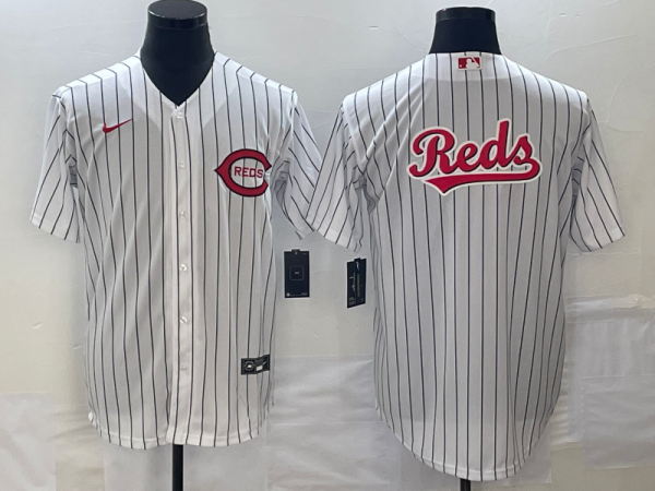 MLB Cincinnati Reds White Team Big Logo Cool Base Stitched Baseball Jersey