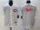 MLB Cincinnati Reds White Team Big Logo Cool Base Stitched Baseball Jersey