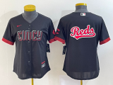 Women MLB Cincinnati Reds Big Logo Black 2023 City Connect Cool Base Stitched Baseball Jersey