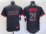 MLB Cincinnati Reds #21 Hunter Greene Black 2023 City Connect Flex Base Stitched Jersey