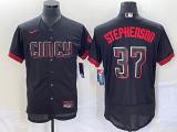 MLB Cincinnati Reds #37 Tyler Stephenson Black 2023 City Connect Flex Base Stitched Jersey