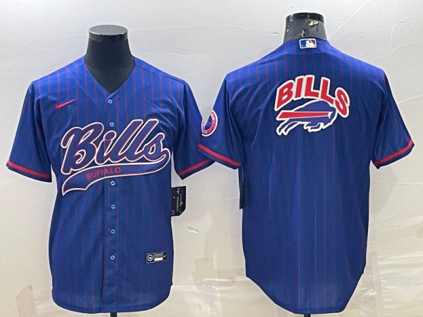 Men's Buffalo Bills Team Big Logo With Patch Cool Base Stitched Baseball Jersey