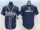 Men's Dallas Cowboys Black Reflective Team Big Logo With Patch Cool Base Stitched Jersey