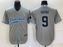 Men's Carolina Panthers #9 Bryce Young Grey With Patch Stitched BaseballJersey