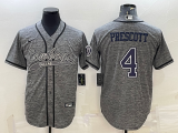 Men's Dallas Cowboys #4 Dak Prescott Gray With Patch Cool Base Stitched Baseball Jersey