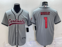 Men's Arizona Cardinals #1 Kyler Murray Grey With Patch Stitched Baseball Jersey