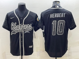 Men's Los Angeles Chargers #10 Justin Herbert Black Reflective With Patch Stitched Jersey