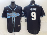 Men's Carolina Panthers #9 Bryce Young Black With Patch Stitched BaseballJersey