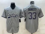 Men's Dallas Cowboys #33 Tony Dorsett Gray With Patch Cool Base Stitched Baseball Jersey