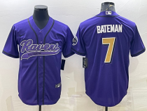 Men's Baltimore Ravens #7 Bateman Purple Baseball Nike Jersey