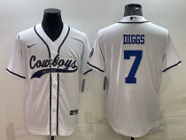 Men's Dallas Cowboys #7 Trevon Diggs  White With Patch Cool Base Stitched Baseball Jersey