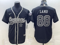 Men's Dallas Cowboys #88 CeeDee Lamb Black Reflective With Patch Cool Base Stitched Jersey