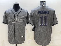 Men's Dallas Cowboys #11 Micah Parsons Gray With Patch Cool Base Stitched Baseball Jersey