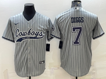 Men's Dallas Cowboys #7 Trevon Diggs Gray With Patch Cool Base Stitched Baseball Jersey