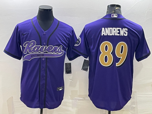 Men's Baltimore Ravens #89 Anderws Purple Baseball Nike Jersey