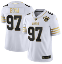 Men's San Francisco 49ers #97 Nick Bosa White With 75th Anniversary Patch Jersey