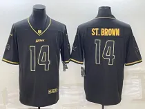 Men's Detroit Lions #14 Amon Ra St Brown Black Golden Edition Limited Jersey