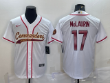 Men's Washington Commanders #17 Terry McLaurin White With Patch Baseball Jersey