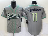 Men's Seattle Seahawks #11 Jaxon Smith-Njigba Grey With Patch Cool Base Stitched Baseball Jersey