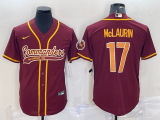 Men's Washington Commanders #17 Terry McLaurin Burgundy With Patch Baseball Jersey