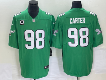 Men's Philadelphia Eagles #98 Jalen Carter Green Vapor Limited With C Patch Jersey