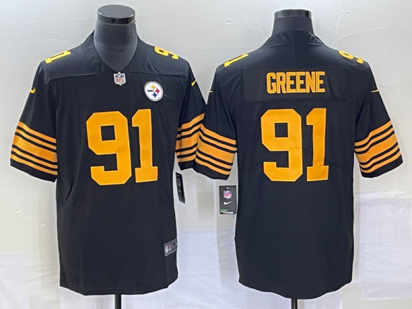 Men's Pittsburgh Steelers #91 Kevin Greene Black Color Rush Limited Stitched Jersey