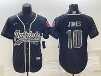 Men's New England Patriots #10 Mac Jones Black Reflective With Patch Cool Base Stitched