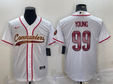 Men's Washington Commanders #99 Chase Young White With Patch Baseball Jersey