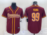 Men's Washington Commanders #99 Chase Young Burgundy With Patch Baseball Jersey