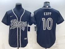 Men's Los Angeles Rams #10 Cooper Kupp Black Reflective With Patch Baseball Jersey