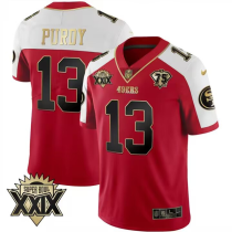 Men's San Francisco 49ers #13 Brock Purdy Red Gold Super Bowl XXIX Patch Limited  Jersey